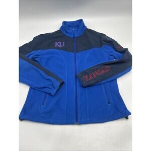 Columbia KU Kansas Jayhawks Black Blue Full Zip Fleece Jacket Women’s Size XL